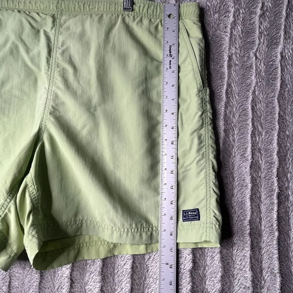 LL Bean Men's Classic Supplex Nylon Board Shorts Lined Large‎ Green Pocketed